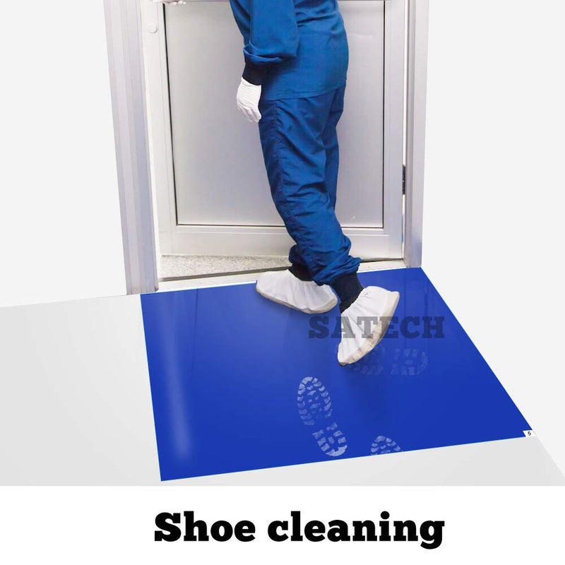 SATECH Sticky/Tacky/Adhesive Mat 24" x 36" Blue with Non-Slip Base (Case of 3 Mats,30 Sheets Each,with Frame) for Cleanroom Laboratory Hospital Construction Home - Image 4